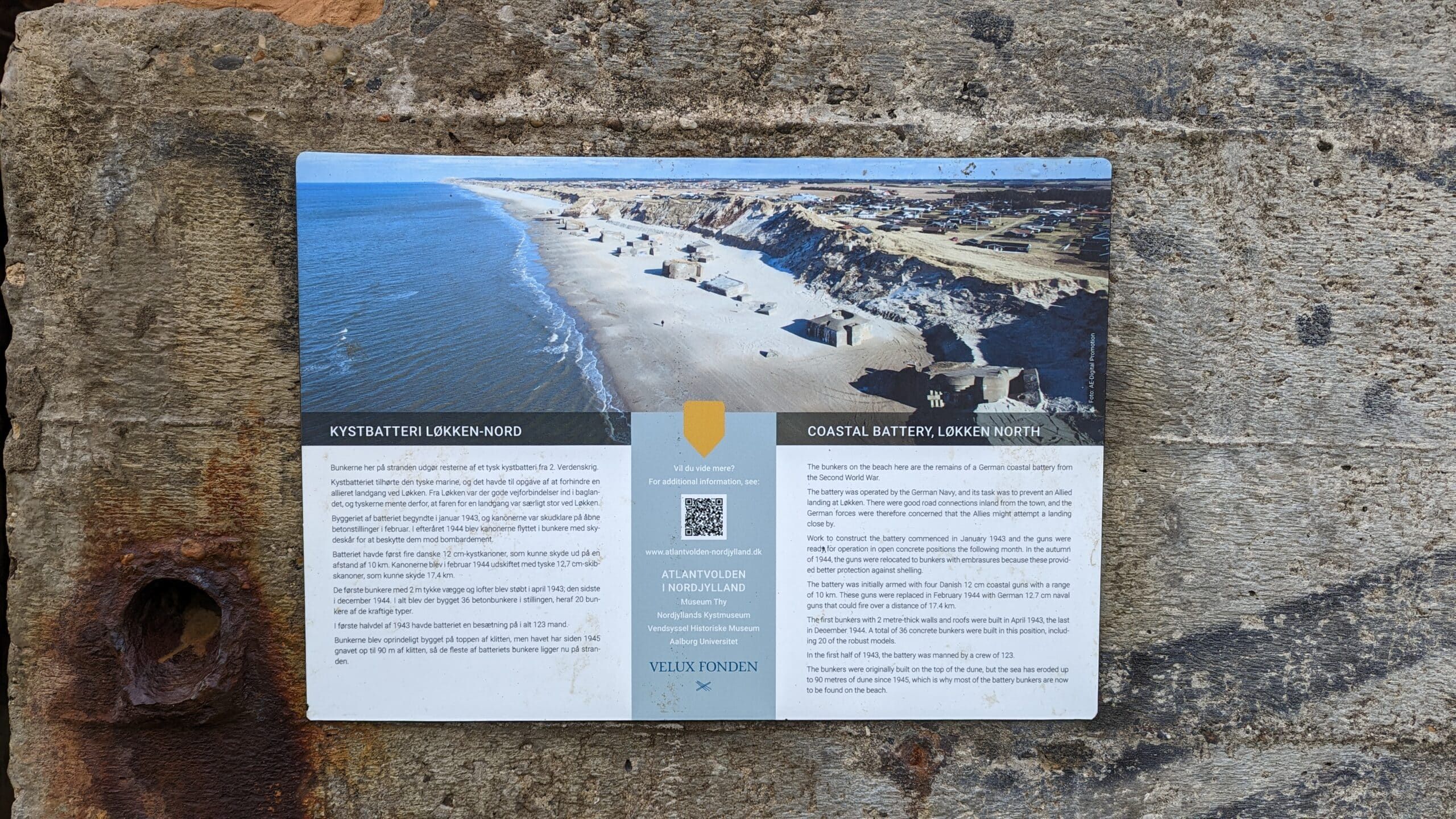 Ein Poster an einer Wand mit Blick auf einen Strand.